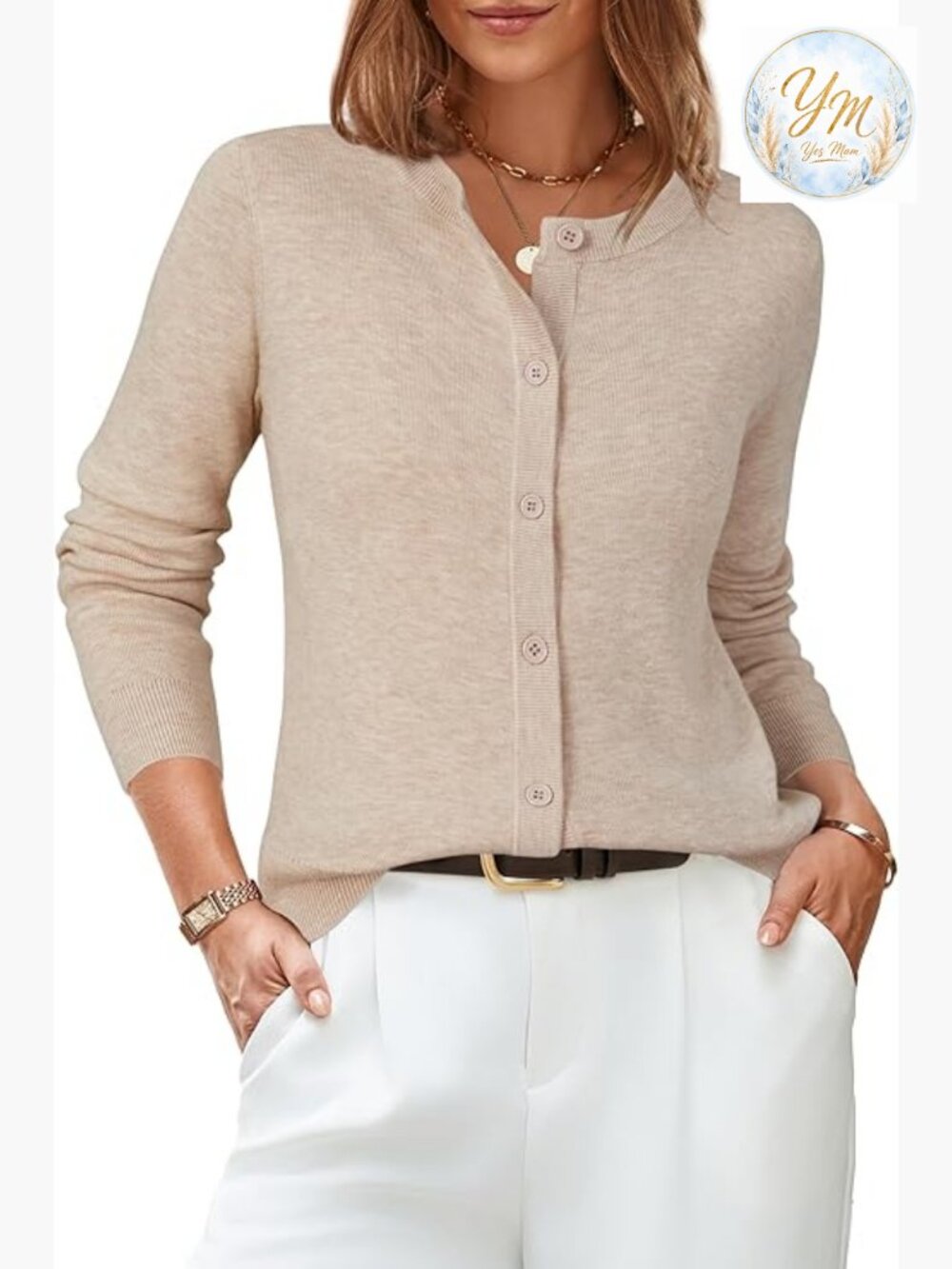 Lightweight Wool Blend Button Down Cardigan - Office Essential